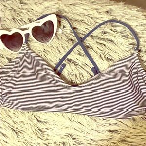 Xhilaration Blue&White Striped Bikini Top